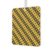 ブラック&オレンジ円シンボルや象徴(¥)パターストライプのン カーエアーフレッシュナー (左)