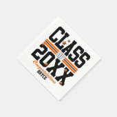 ブラック|オレンジ卒業生クラス年 スタンダードカクテルナプキン (角)