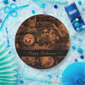 ブラック&オレンジ幽霊のよく出るハロウィーン ペーパープレート (パーティー)