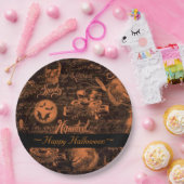 ブラック&オレンジ幽霊のよく出るハロウィーン ペーパープレート (パーティー)