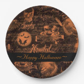 ブラック&オレンジ幽霊のよく出るハロウィーン ペーパープレート (正面)