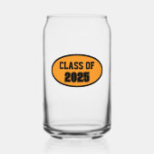 ブラック&オレンジ色の学校のカラークラス年 ガラス缶 (正面)