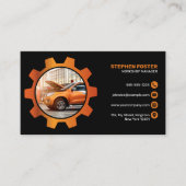 ブラック、オレンジ色の自動車の修理の詳細車の化 名刺 (正面)