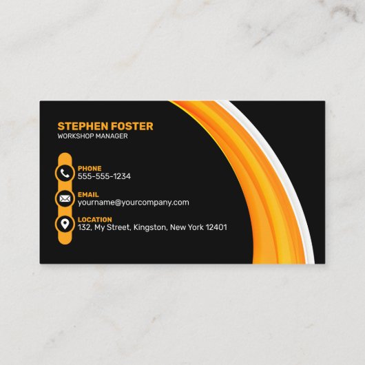 ブラック&オレンジ車の自動車の修理 名刺 (裏面)