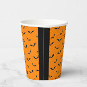 ブラック&オレンジ飛んでいるこうもりハローウィンパーティ 紙コップ (右)