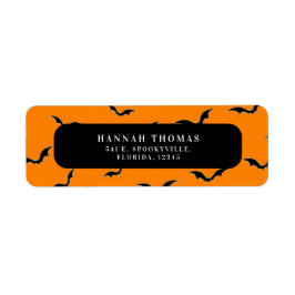 ブラック&オレンジ飛んでいるこうもり差出人住所ラベル ラベル
