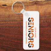 ブラック&オレンジ2色のシニオールスライスレター キーホルダー (正面)