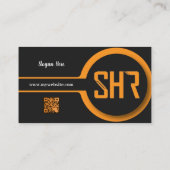 ブラック&オレンジQRコード名刺28パック1 名刺 (裏面)