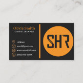 ブラック&オレンジQRコード名刺28パック1 名刺 (正面)