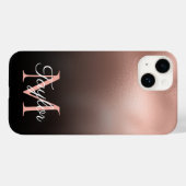 ブラック+オンブレ+ローズゴールド箔押しカスタムモノグラム Case-Mate iPhoneケース (裏面 (横))