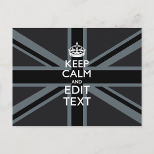ブラック オン ブラック Keep Calm パーソナライズ ユニオン ジャック ポストカード