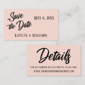 ブラック オン ブラッシュ ウェディング ディテール セーブ ザ デート カード (正面/裏面)