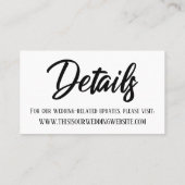 ブラック·オン·ホワイト·セーブ·ザ·デート&結婚ズ·詳細·カード 名刺 (裏面)