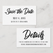 ブラック·オン·ホワイト·セーブ·ザ·デート&結婚ズ·詳細·カード 名刺 (正面/裏面)
