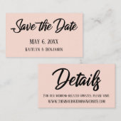 ブラック·オン·赤面日付と結婚詳細·カードの保存 名刺 (正面/裏面)