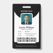 ブラック | カスタマイズ可能な従業員ID会社セキュリティ バッジ (正面)