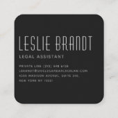 ブラック·カスタマイズ抽象芸術·ミニマリスタイリッシュスト スクエア名刺 (裏面)