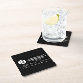 ブラック・カスタムのロゴ・ミニマリスト・ソーシャルメディアのアイコン スクエアペーパーコースター (インサイチュ)