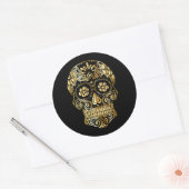ブラック&カッコいい金ゴールドシュガースカルデイ・オブ・ザ・デッド ラウンドシール (封筒)