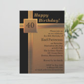ブラック&カッパー40歳の誕生日パーティの招待状 招待状 (スタンド正面)