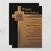 ブラック&カッパー40歳の誕生日パーティの招待状 招待状 (正面/裏面)