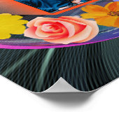 ブラック カラフル フラワリー クリスタル アブストラクト ソン＆ワイフ ポスター (角)