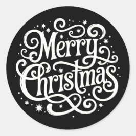 ブラック カリグラフィー メリークリスマス 封筒 シール