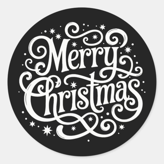 ブラック カリグラフィー メリークリスマス 封筒 シール (正面)
