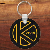 ブラック&カンザスシティー首長金ゴールドイニシャルレターK キーホルダー (正面)