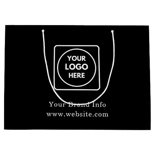 ブラック ギフトバッグ | カスタム企業ロゴ 大型バッグ (正面)