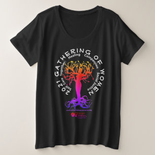 ブラック·ギャザリング/違い/ホワイト·レタリング プラスサイズTシャツ