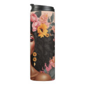 ブラック・クイーン・フローラ・アフロ・メラニン女性の花愛 タンブラー (回転右)