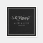 ブラック | クラシックイタリアンエレガンス結婚ズ スタンダードカクテルナプキン (正面)