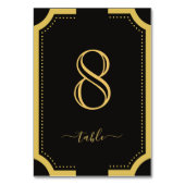 ブラック&クラシック金ゴールドエレガントコ結婚ッパー8 テーブルナンバー (裏面)