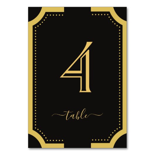 ブラック&クラシック金ゴールドエレガント銅結婚テーブル テーブルナンバー (正面)