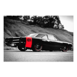 ブラック クラシック マッスルカー フォトプリント