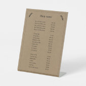 ブラック、クラフトおよび素朴価格表ペデスタル記号 台座サイン (正面)