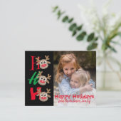 ブラック クリスマス カード ホー ホー ホー カートゥーン トナカイ (スタンド正面)