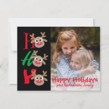 ブラック クリスマス カード ホー ホー ホー カートゥーン トナカイ