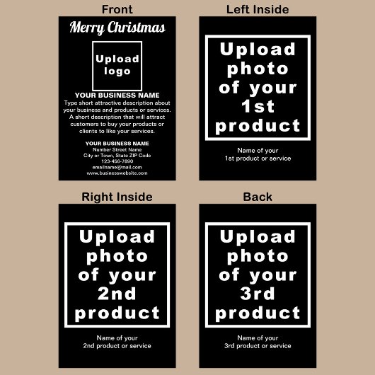 ブラック | クリスマス | ビジネス | 折り畳まれた挨拶 カード