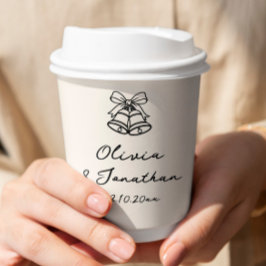 ブラック&クリームお洒落ハンドドロー結婚ドコーヒー 紙コップ