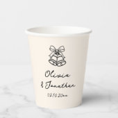 ブラック&クリームお洒落ハンドドロー結婚ドコーヒー 紙コップ (正面)