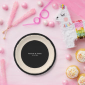 ブラック&クリームシック結婚ラウンドエレガントプレート ペーパープレート (パーティー)