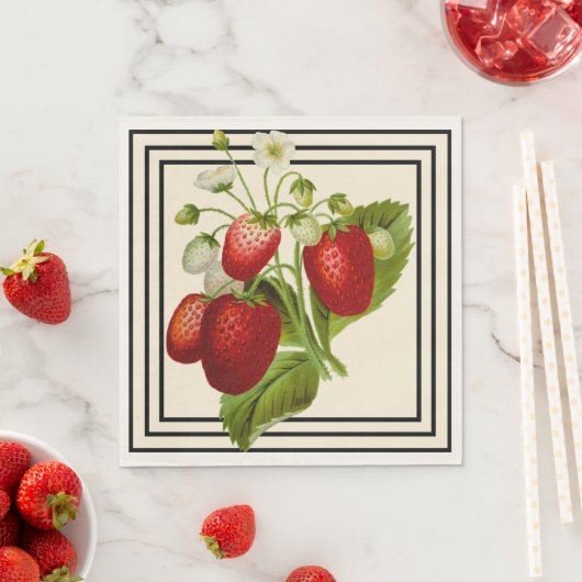 ブラック&クリームストロベリ結婚ーのナプキン スタンダードランチョンナプキン (インサイチュ)