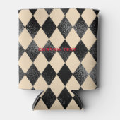 ブラック&クリームダイヤモンドパターお洒落ン 缶クーラー (正面)