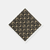 ブラック&クリームハロウィーンスカル&こうもりパーティー スタンダードカクテルナプキン (角)