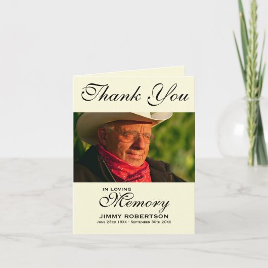 ブラック&クリームフォト悔やみや弔慰ありがとう サンキューカード (正面)