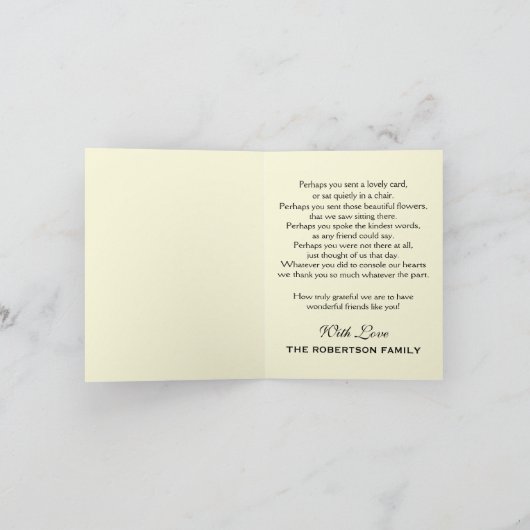 ブラック&クリームフォト悔やみや弔慰ありがとう サンキューカード (内部)