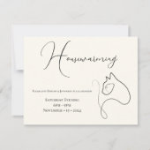 ブラック&クリームミニマル猫好き引っ越し祝いパーティー 招待状 (正面)