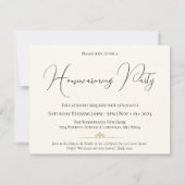 ブラック&クリームミニマル猫好き引っ越し祝いパーティー 招待状 (裏面)